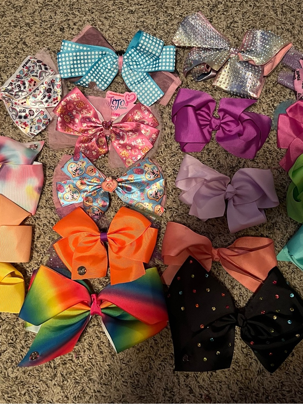 Hair Bow Pack - Rainbow, Orange, Pink, Purple & Black